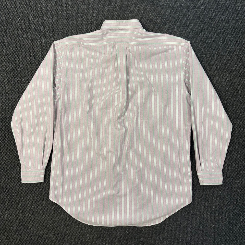 Vintage Polo Ralph Lauren Oxford Shirt Mens L Classic Fit Purple Green Striped - Picture 7 of 13